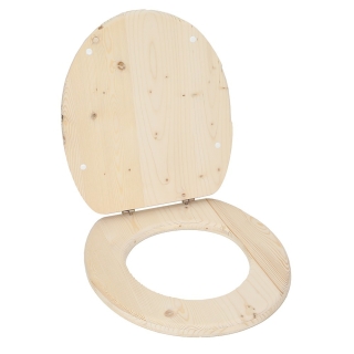 ensemble abattant et lunette pour toilette sèche en bois brut