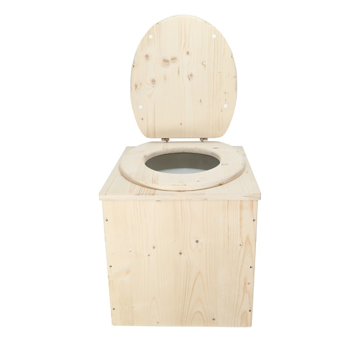  Toilette sèche en bois avec seau 20L plastique et bavette inox
