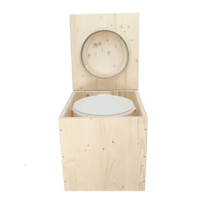  Toilette sèche en bois avec seau 20L plastique et bavette inox