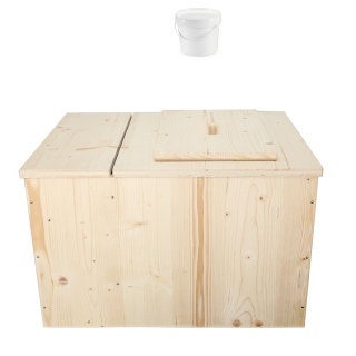 Toilette sèche pas cher avec bac à copeaux de bois + seau plastique 20 litres