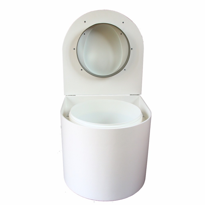  toilette sèche blanche en bois arrondie