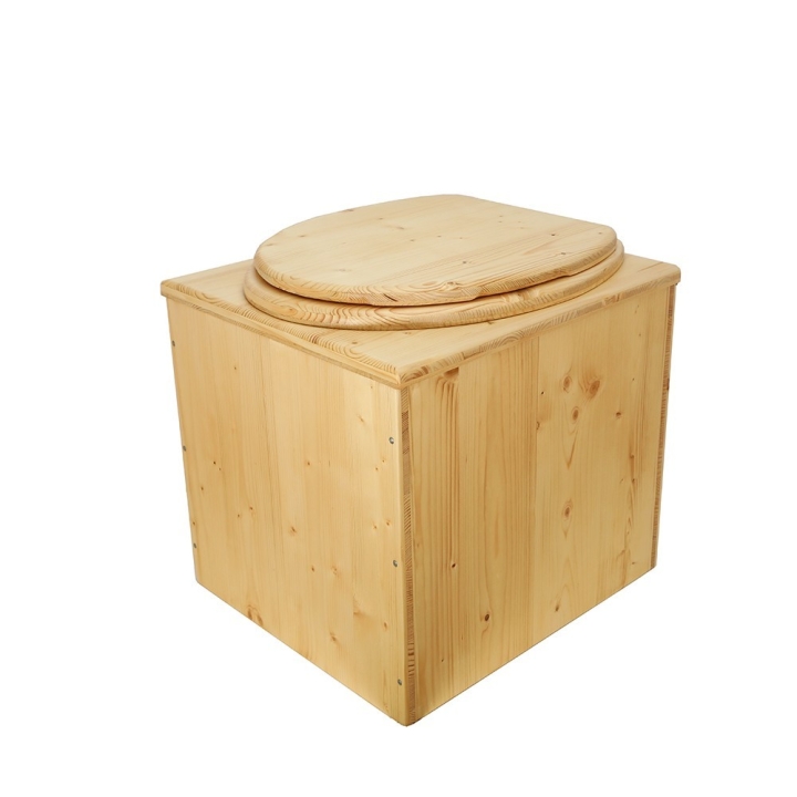  Toilette sèche en bois huilé avec seau 20L plastique et bavette inox