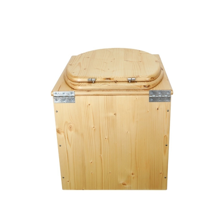  Toilette sèche en bois huilé avec seau 20L plastique et bavette inox