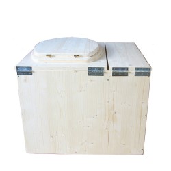 Toilette sèche avec bac à copeaux de bois intégré, livré avec bavette inox et seau 22L plastique - modèle PMR