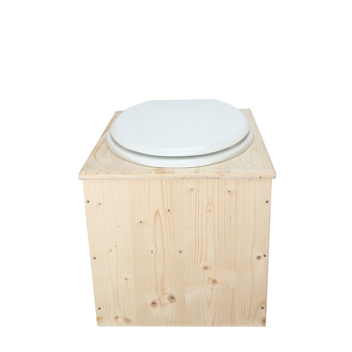  Toilette sèche en bois avec seau 18L plastique et abattant blanc