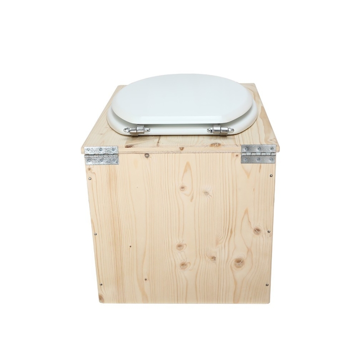  Toilette sèche en bois avec seau 18L plastique et abattant blanc