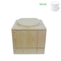 Toilette sèche en bois brut avec seau plastique 22L pour vans, fourgons ou camping-cars - Toilette sèche Vanlife