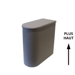 Bac à copeaux de bois gris arrondi avec couvercle pour toilette sèche - modèle rehaussé