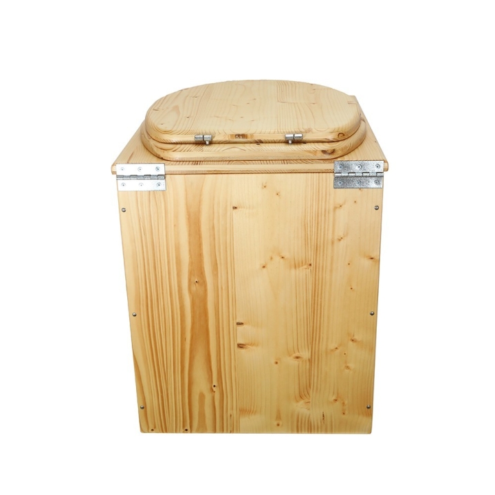  Toilette sèche rehaussée en bois huilé complète avec seau 20 litres et bavette inox