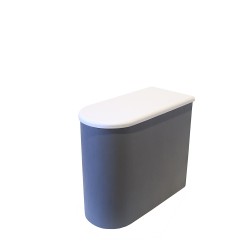Bac à copeaux de bois gris/blanc arrondi avec couvercle pour toilette sèche
