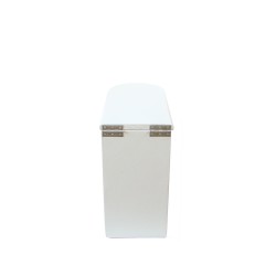 Bac à copeaux de bois arrondi avec couvercle pour toilette sèche - modèle spécial demie lune