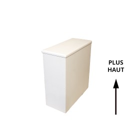 Bac à copeaux de bois blanc avec couvercle pour toilette sèche - modèle rehaussé