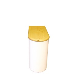 Bac à copeaux de bois arrondi blanc avec couvercle huilé pour toilette sèche - modèle spécial demie lune huile/blanc