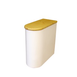 Bac à copeaux de bois arrondie blanc avec couvercle huilé pour toilette sèche - modèle spécial demie lune huilé/blanc rehaussé