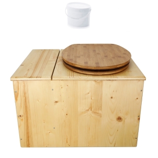Toilette sèche huilée avec bac à copeaux de bois - La Bac Bambou