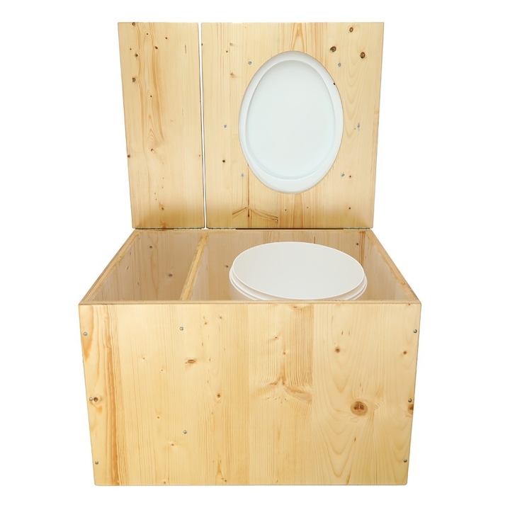  Toilette sèche huilée avec bac à copeaux de bois - La Bac blanche